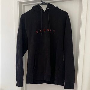 Stussy Black Hoodie with Red Logo